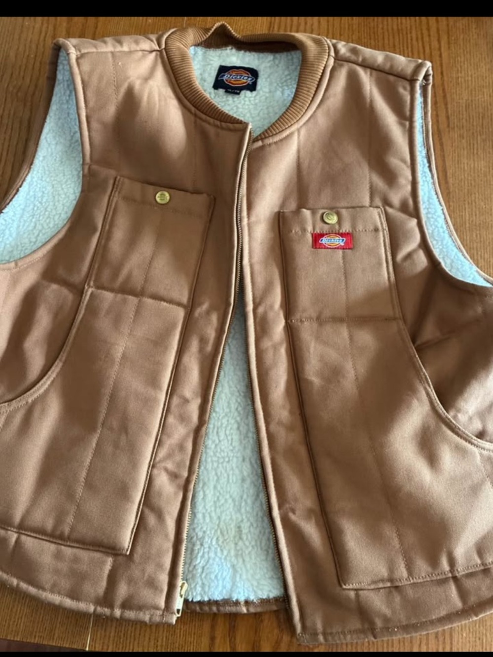 Dickies Tan and White Sherpa-Lined Vest